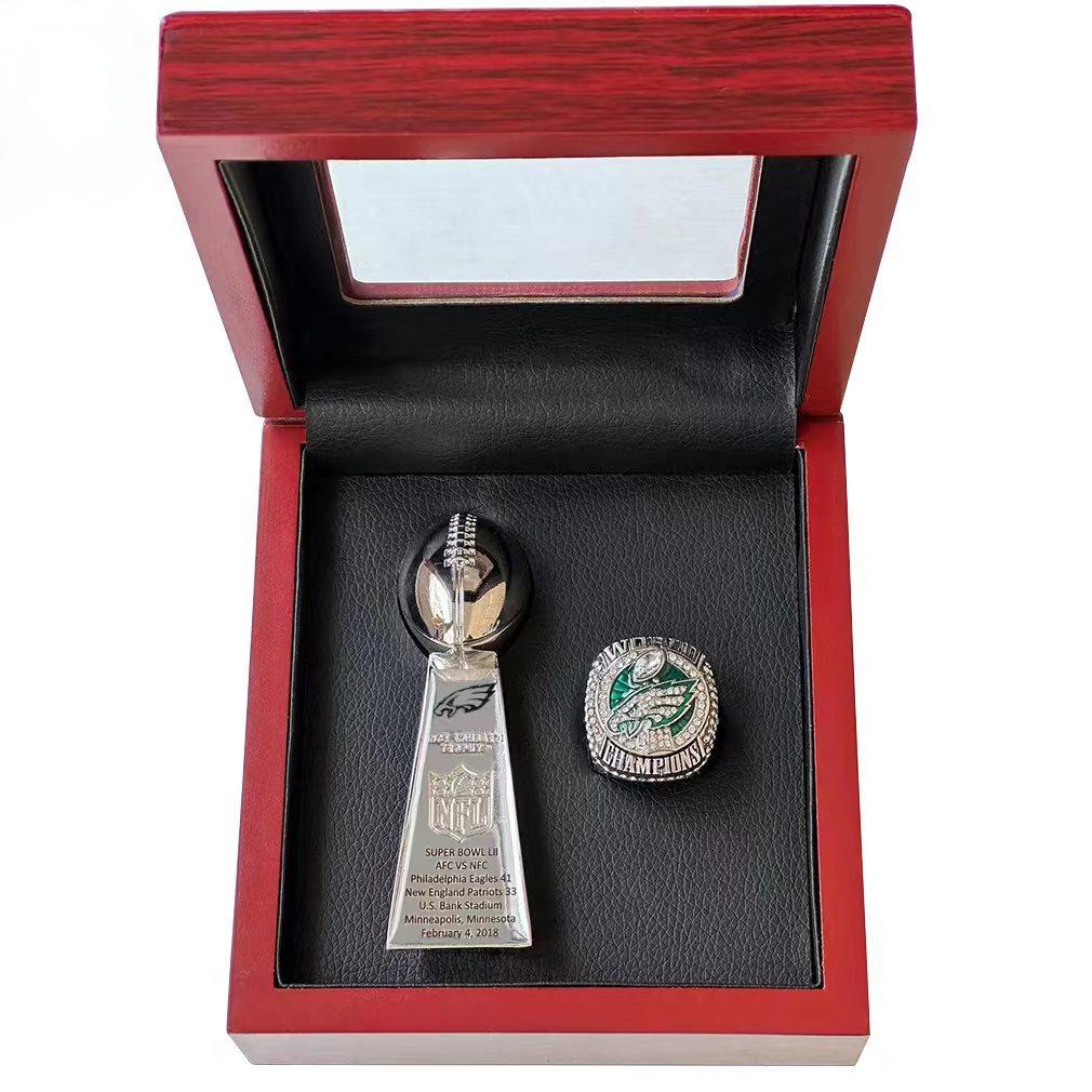 NFL Philadelphia Eagles Championship Ring Set With Lombardi Trophy